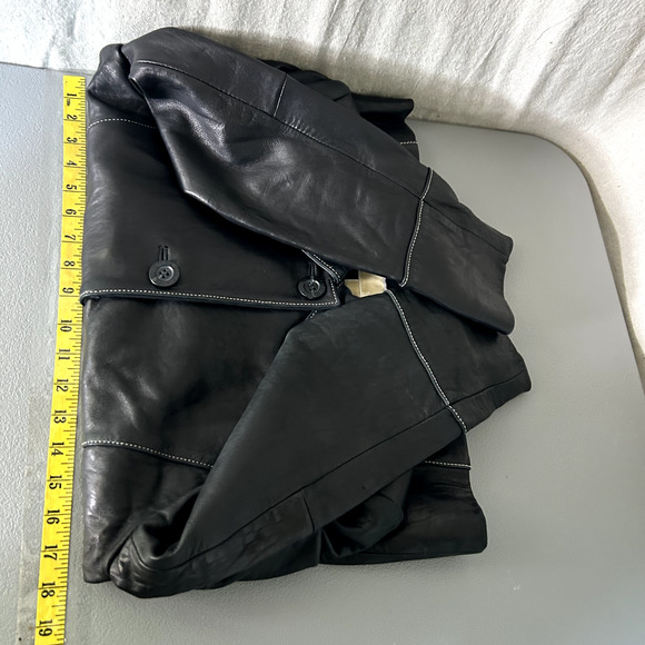 Michael Kors Womens Black Leather Jacket Size M Supple Motorcycle Biker Coat - Picture 9 of 11